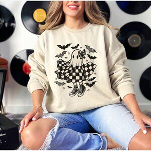 CUTE CHECKERED GHOST SWEATER